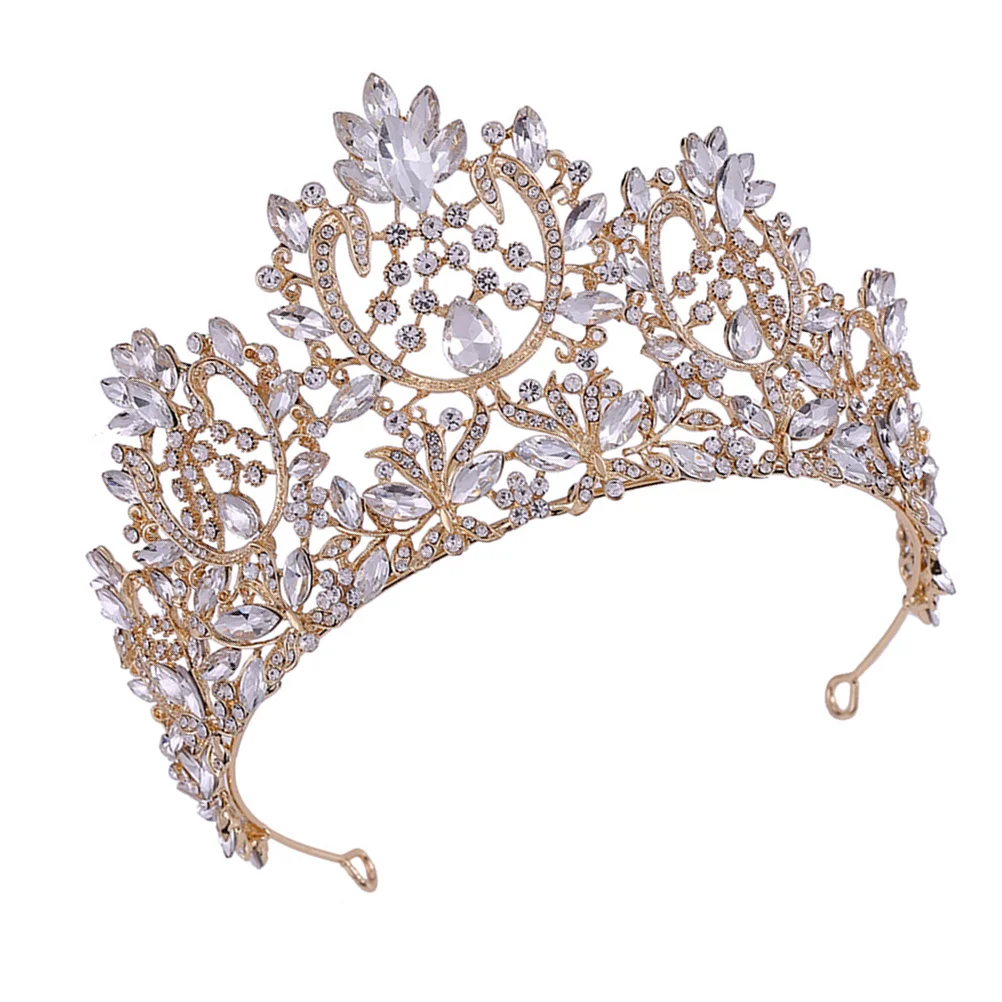 

1pc Bride Headdress Luxurious Vintage Crown Alloy Rhinestone Inlaid White Hair Accessory For Wedding Party Photography Cosplay