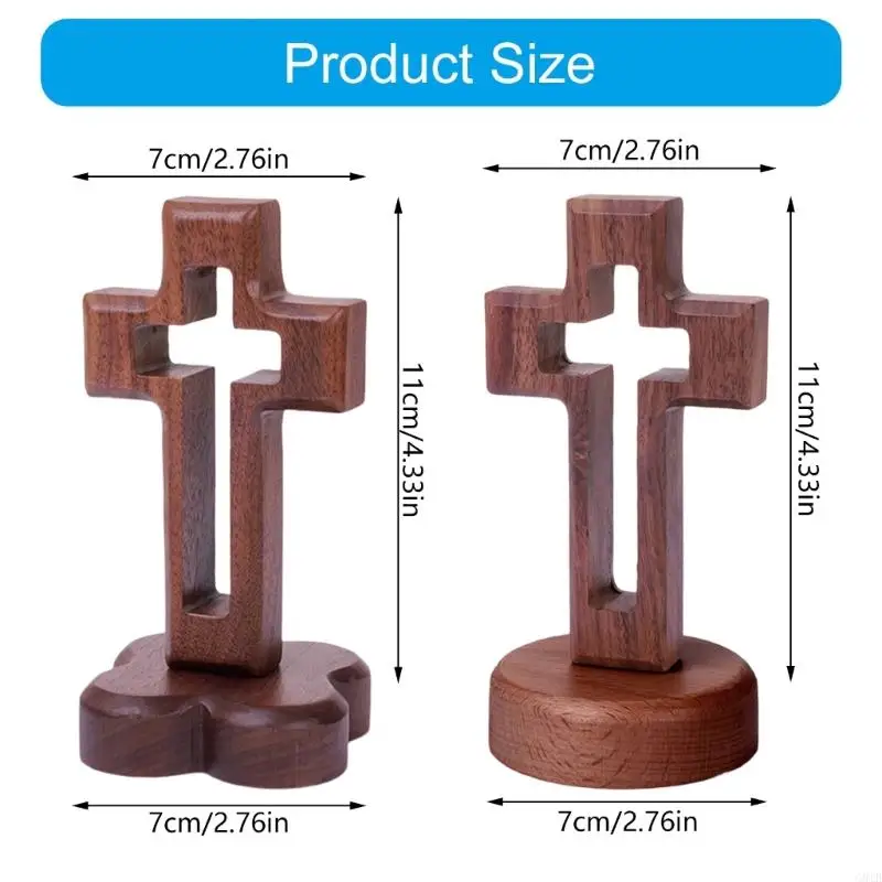 G8TB Massivholz Easters Crucifix Tabletop Display Kirche Altar Mittelstücke hohl Walnussstehendkreuze mit magnetischer Basis