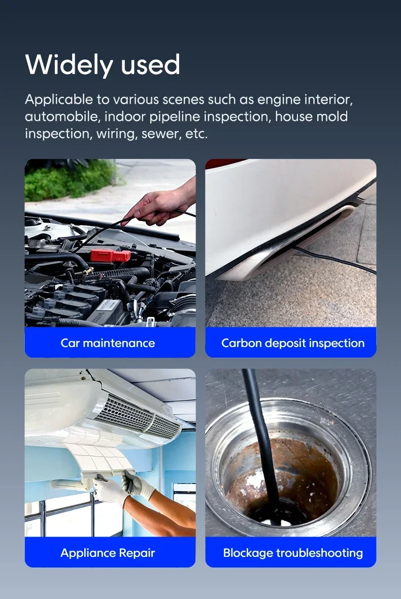 720 Degrees All Way Steering Industrial  Endoscope for Car Pipe Inspection Sewer Camera Borescope with 5 Inch