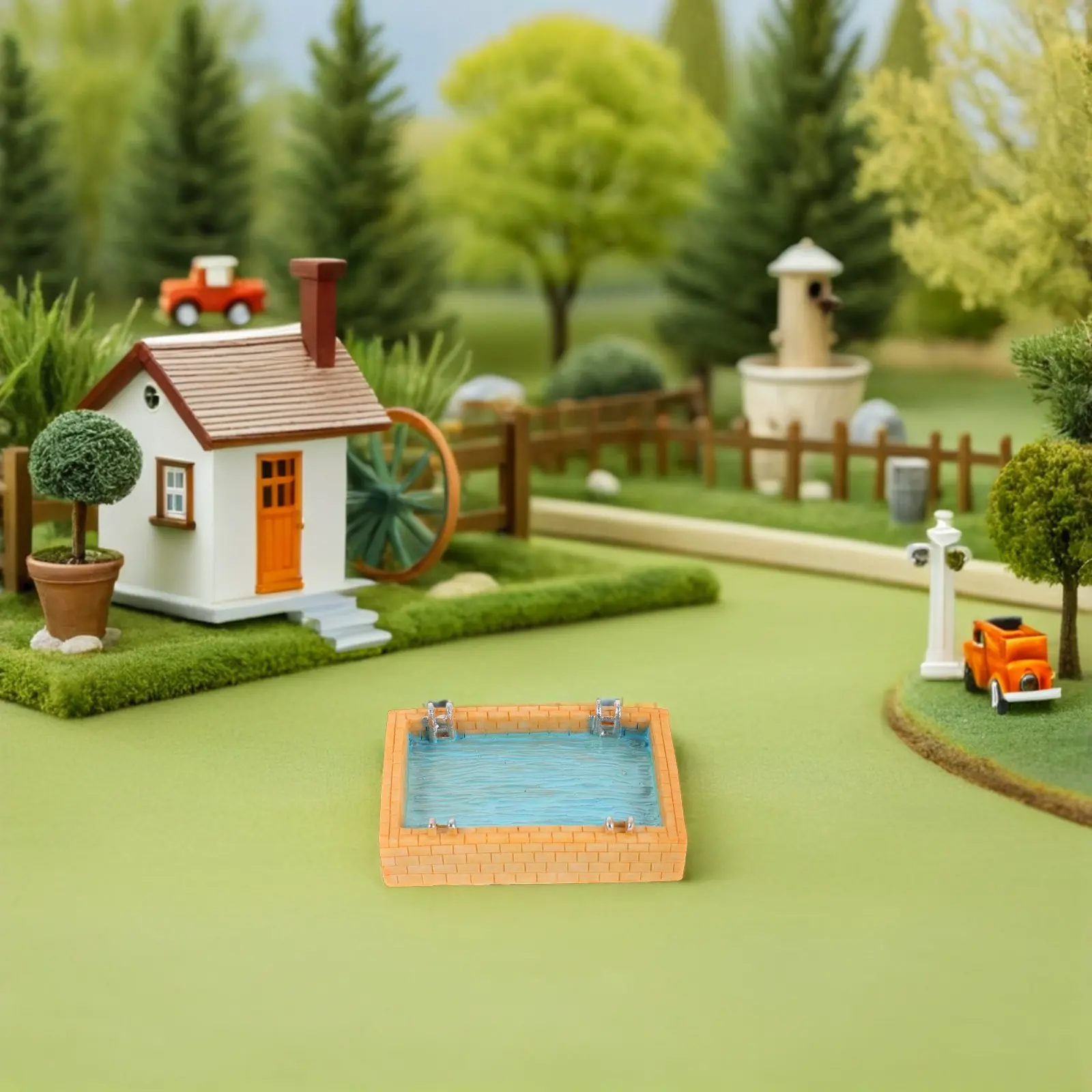 

Mini Pool Lifelike Miniature Dollhouse Swimming Pool Summer Party Accessories Fairy Garden Poolside Furniture Decor
