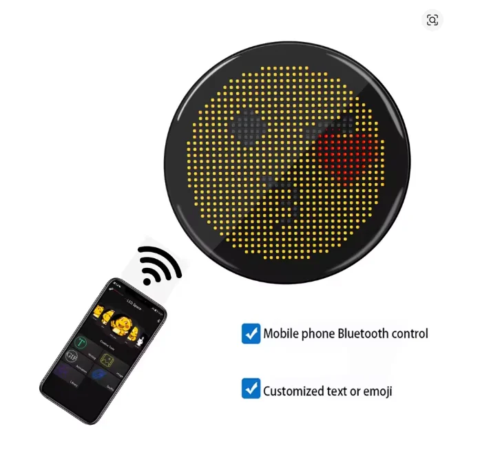 

12В Забавный автомобильный LED-экран с Bluetooth, прокручивающимся сообщением, управлением через приложение, пультом ДУ и световым дисплеем для отображения пользовательского текста и изображений