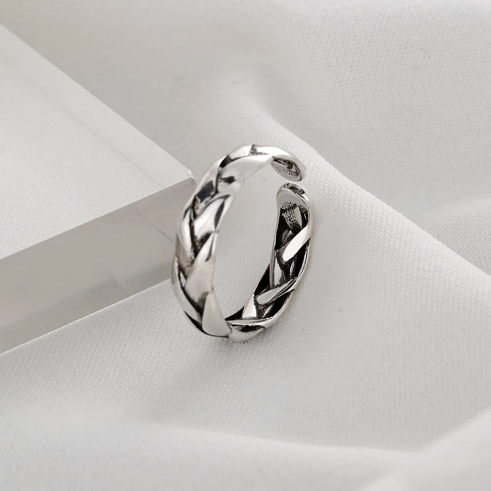 100% Echt 925 Sterling Zilver Lijn Kronkelende Vorm Open Ringen Voor Vrouwen Creatief Ontwerp Dame Fijne Sieraden Geschenken YMR003