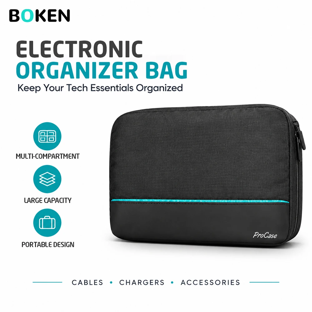 Travel Tech Organizer Bag Electronics Accessories Case Portable Storage Pouch for Charger USB Cables Power Adapter SD Card Earph