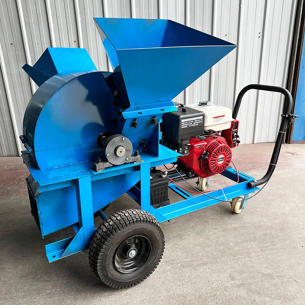 15hp High-Efficiency Wood Disc Chipper with Double Feed Lnlet Multifunctional Wood Straw and Hay Shredder