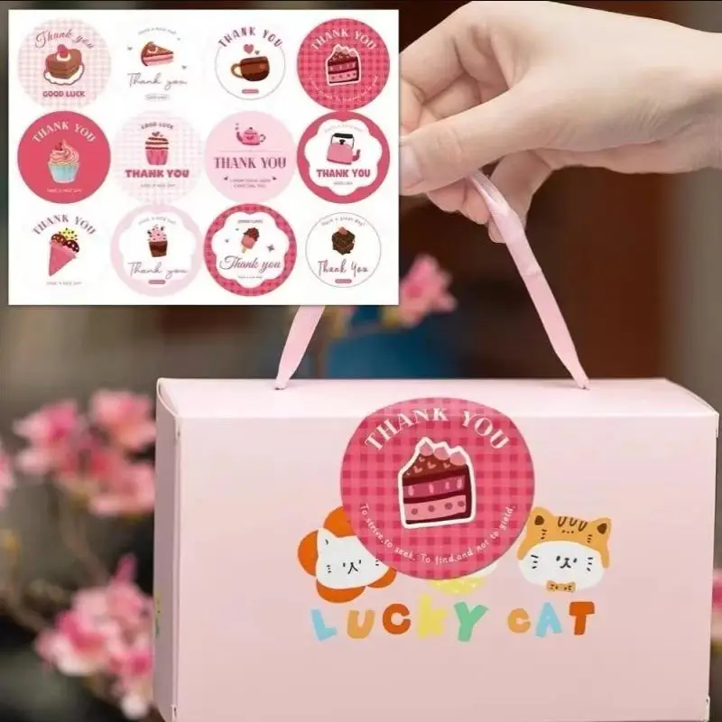 【YA】Bow Thank You Adhesive Stickers 30 Sheets Decorative Sealing Labels for Baby Shower Party Gift Wrapping Envelopes