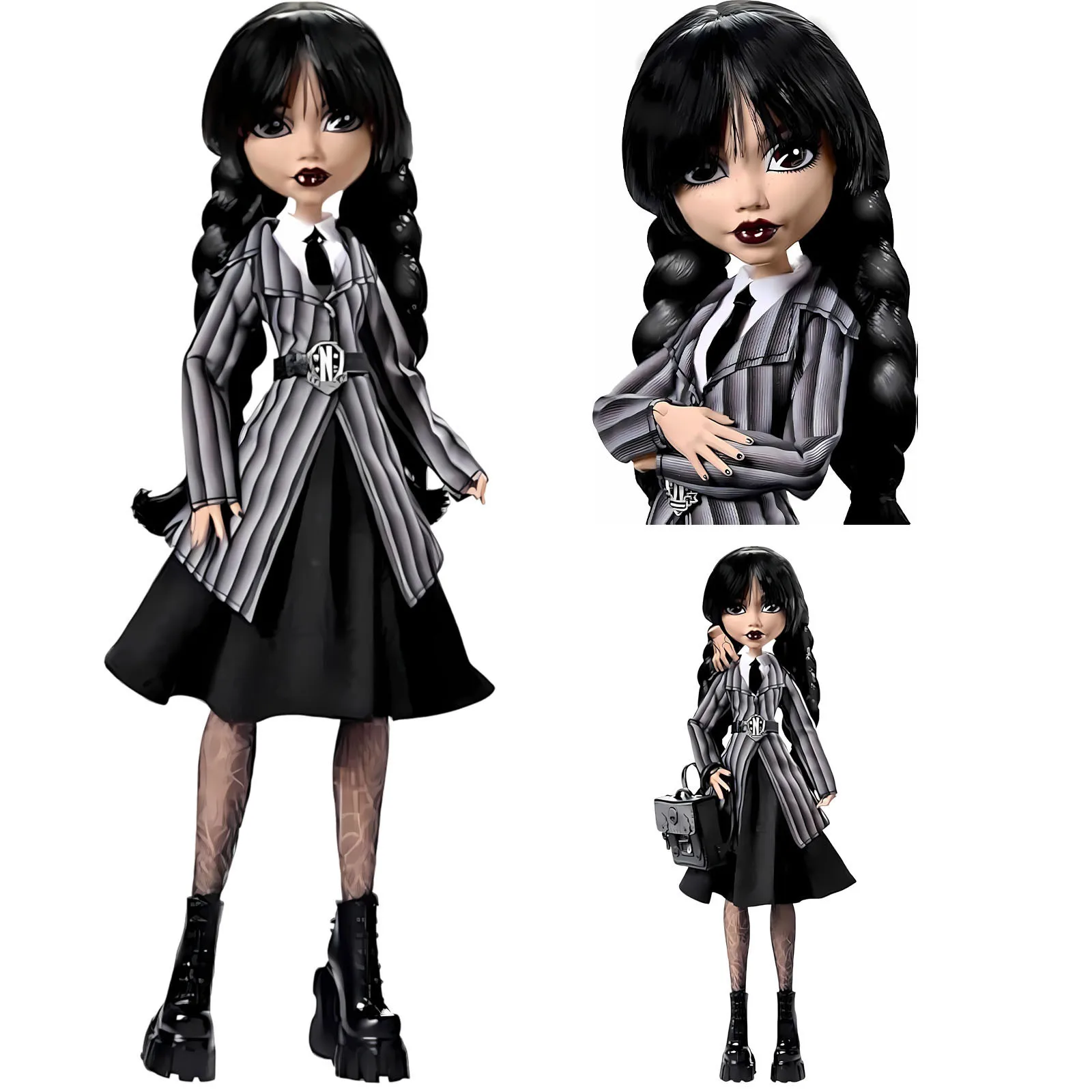 25cm Movie The Addams Family Wednesday Addams Black dress Q version Action Figure PVC Model Desk Decor Toys doll Collect Gifts