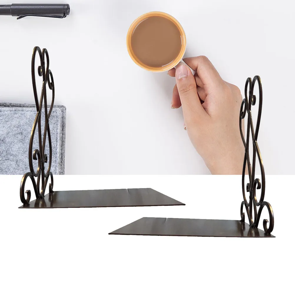 Retro Bronze Bookends Frame Metal Book Organizer Creative Design for Study Room Library Home Sturdy Rustproof Book Stand Display