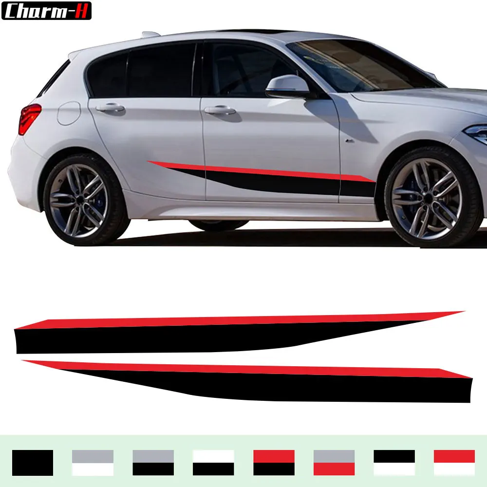 2Pcs Car Door Side Stickers for BMW 1 Series F20 F21 2015-2018 Auto Body Rocker Panel Stripes Vinyl Decals Car Accessories