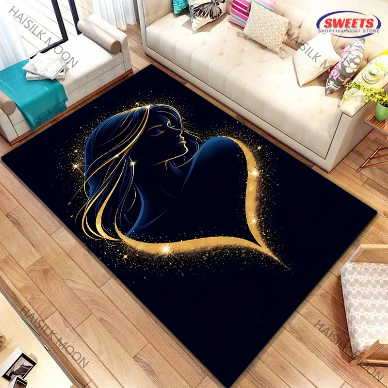 

Starry Night Muse Silhouette Carpet for Bedroom Living Room Decor Area Rug for Sofa Washable Floor Mat Coffee Table Carpet Gift
