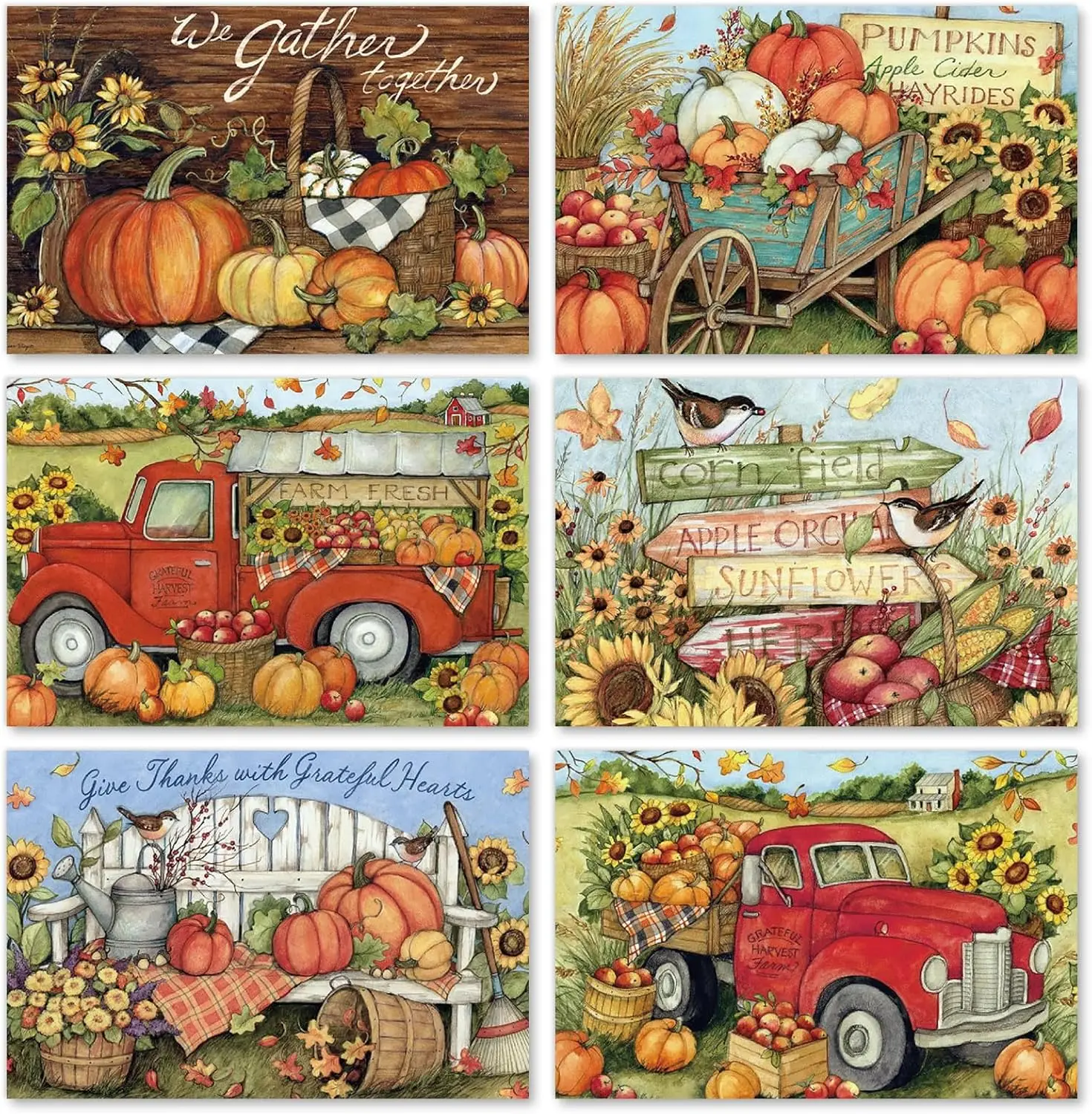

Farmhouse Greeting Cards Set, 36 Packs with Envelopes and Stickers, Rustic Autumn Design, 4 x 6 Inch Cards, Suitable for All Occ