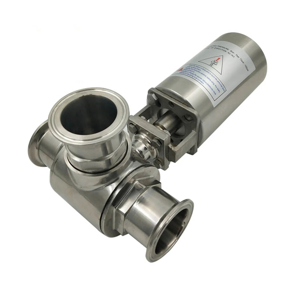 Pneumatic 3-Way Ball Valve Stainless Steel SS304 Tri Clamp Air Ball Valve Pneumatic Three-way Valve Quick Install T-type/L-type