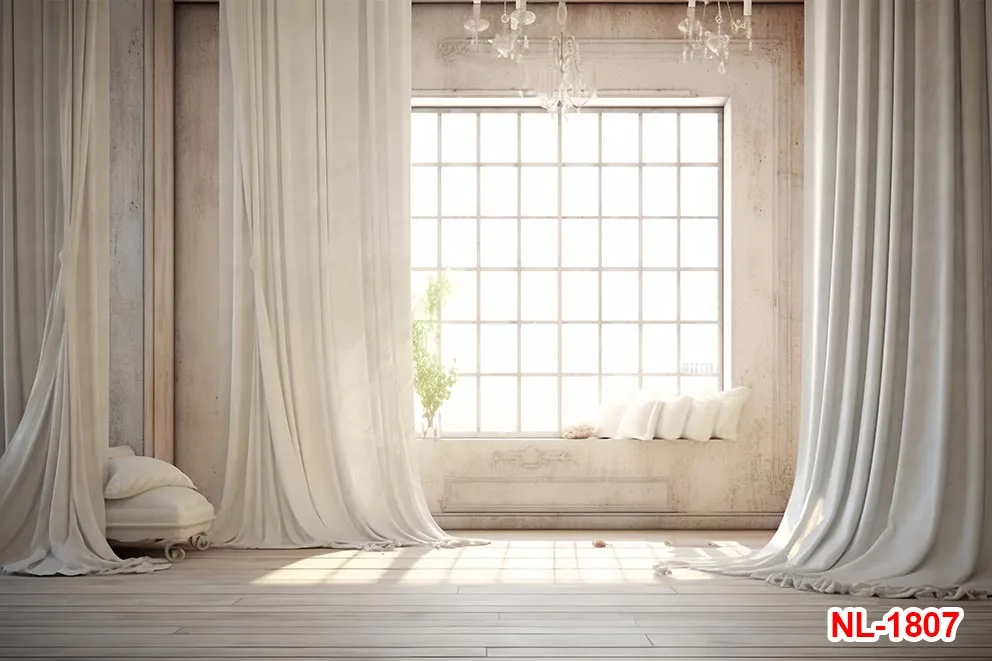 خلفيات زهور للديكور الداخلي ، ستارة بيضاء للنوافذ ، خلفيات صورة عائلية ، إكسسوارات فوتوغرافية لحفلات الزفاف الداخلية للكبار