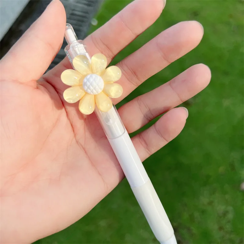 Ellen Brook 1 PCS Cute Sunflower Flower Gel Pen Creative Press Office Gift School Supplies Stationery Kawaii Funny Pens