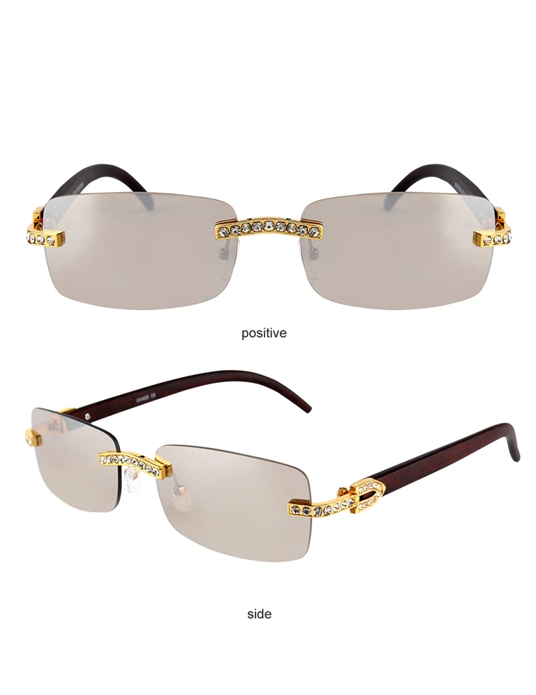 Kenbo Vintage Mode Neue Marke Randlose Strass Sonnenbrille Beliebte Diamant Metall Männer Frauen Luxus Design Sonnenbrille Unisex – Detail 11