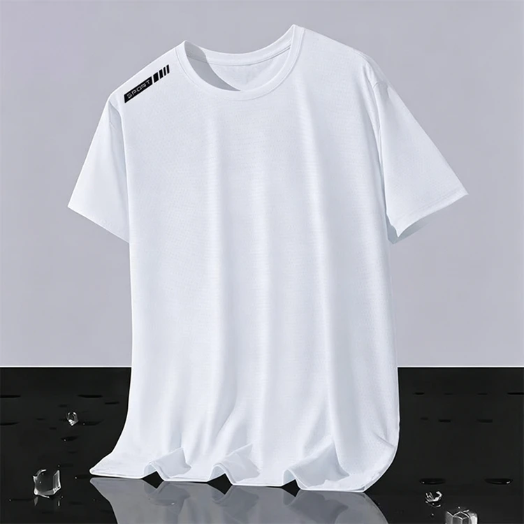 Neue Ice Silk Laufshirts für Herren, lockeres Kurzarm-Oberteil, Basketball-Gym-Sportbekleidung für Männer, Fitness-Workout, atmungsaktives Mesh-T-Shirt – Detail 27