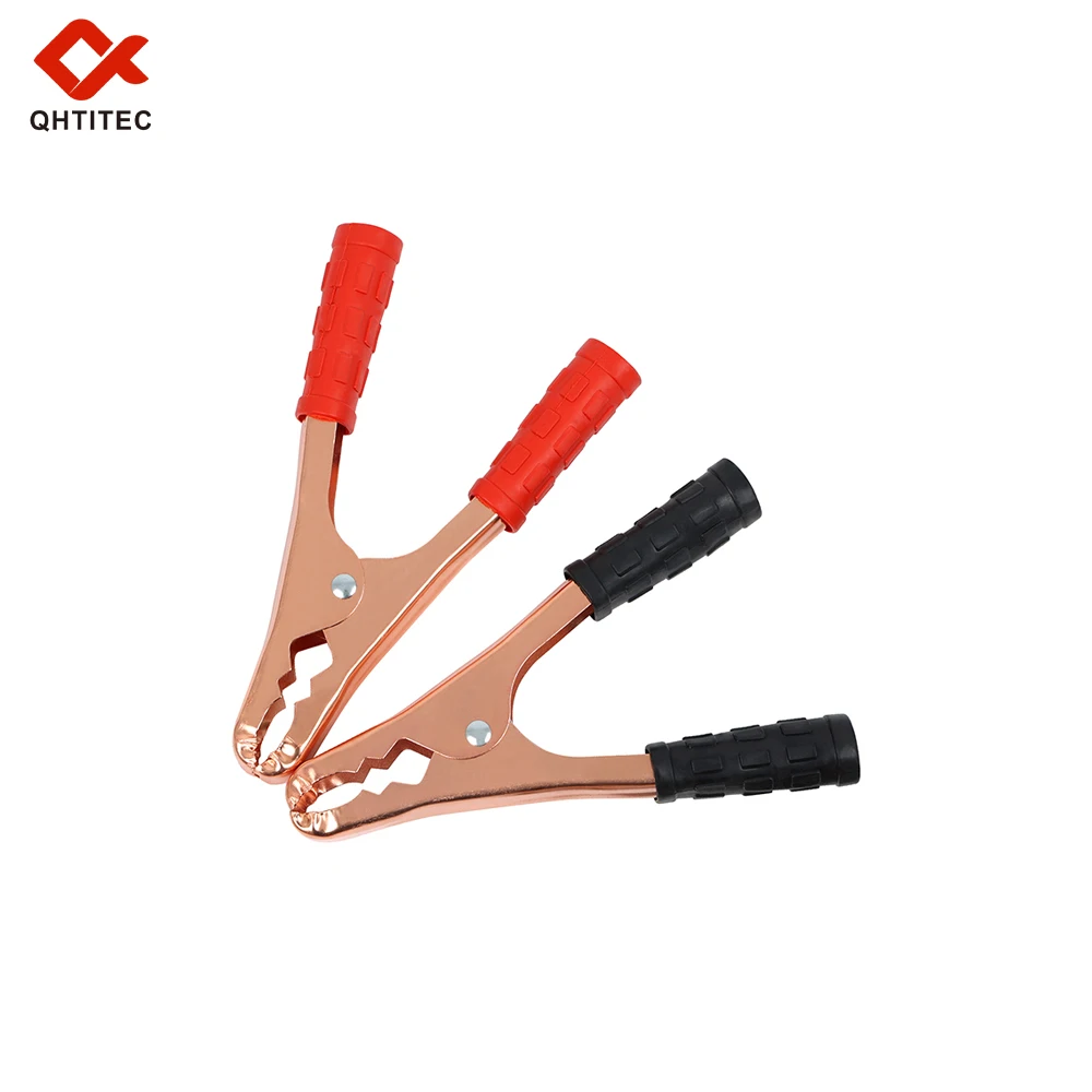 500A Large Copper Alligator Battery Clamps Insulated PVC Handle Red Black Positive Negative Crocodile Clip Connectors for Car