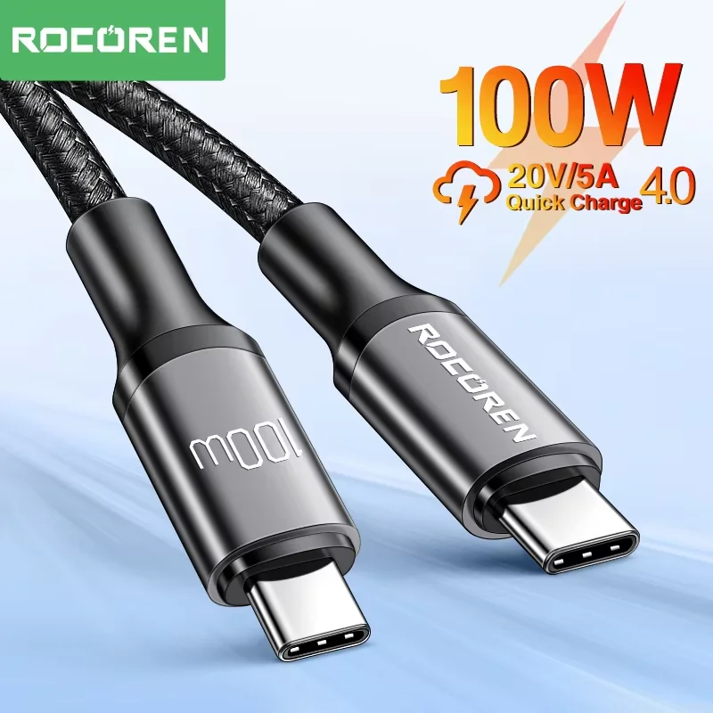 Rocoren 100W USB C To Type C Cable USB PD 3.1 240W Fast Charging Charger Cord USB-C 5A TypeC Cable For iPhone 15 Macbook Samsung