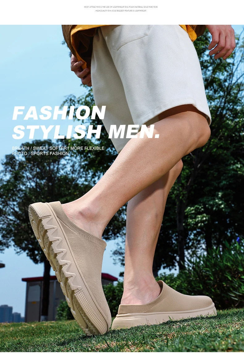 

New style unisex slip-on half-back breathable thick-soled anti-slip wear-resistant casual mules versatile for outdoor