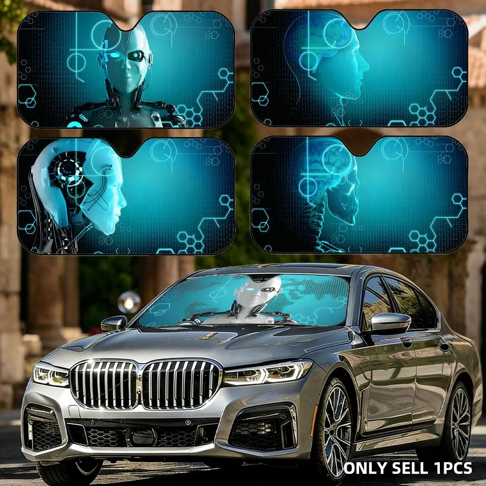 Computer Robot Sun Visor Foldable Universal Car Windshield Sun Shade UV Protection Reusable Heat Insulation Foldable Cover