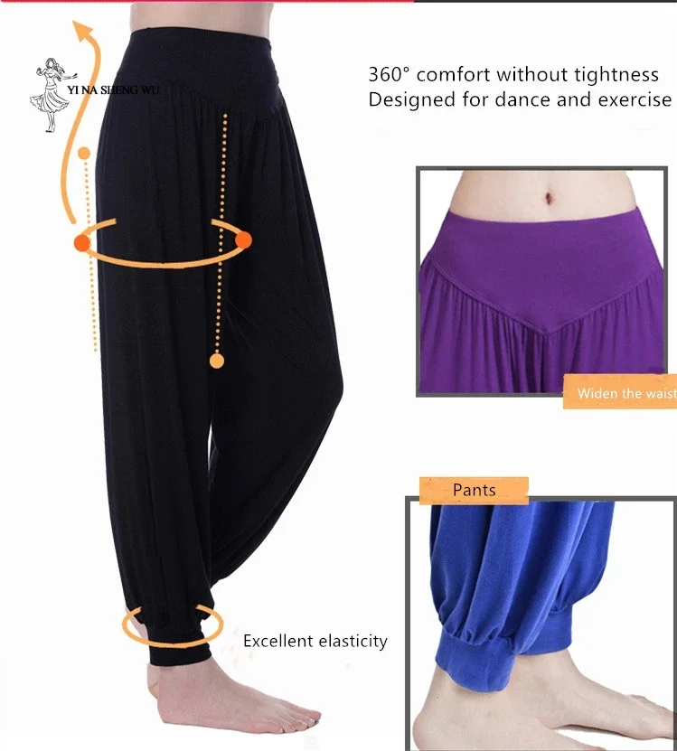 Women Yoga Pants Elastic Loose Casual Cotton Yoga Dance Harem Pants Lady Ballet Dance Practice Bloomers Fitness Sport Dancewear