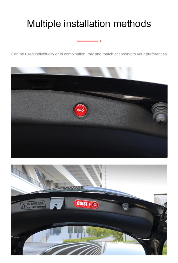 Für Tesla Modus 3/Y 2021-2025 Carbon Fiber Hinten Stamm Schalter Taste Aufforderung Aufkleber Modell Y Juniper trim Tuning Aufkleber Zubehör – Detail 4