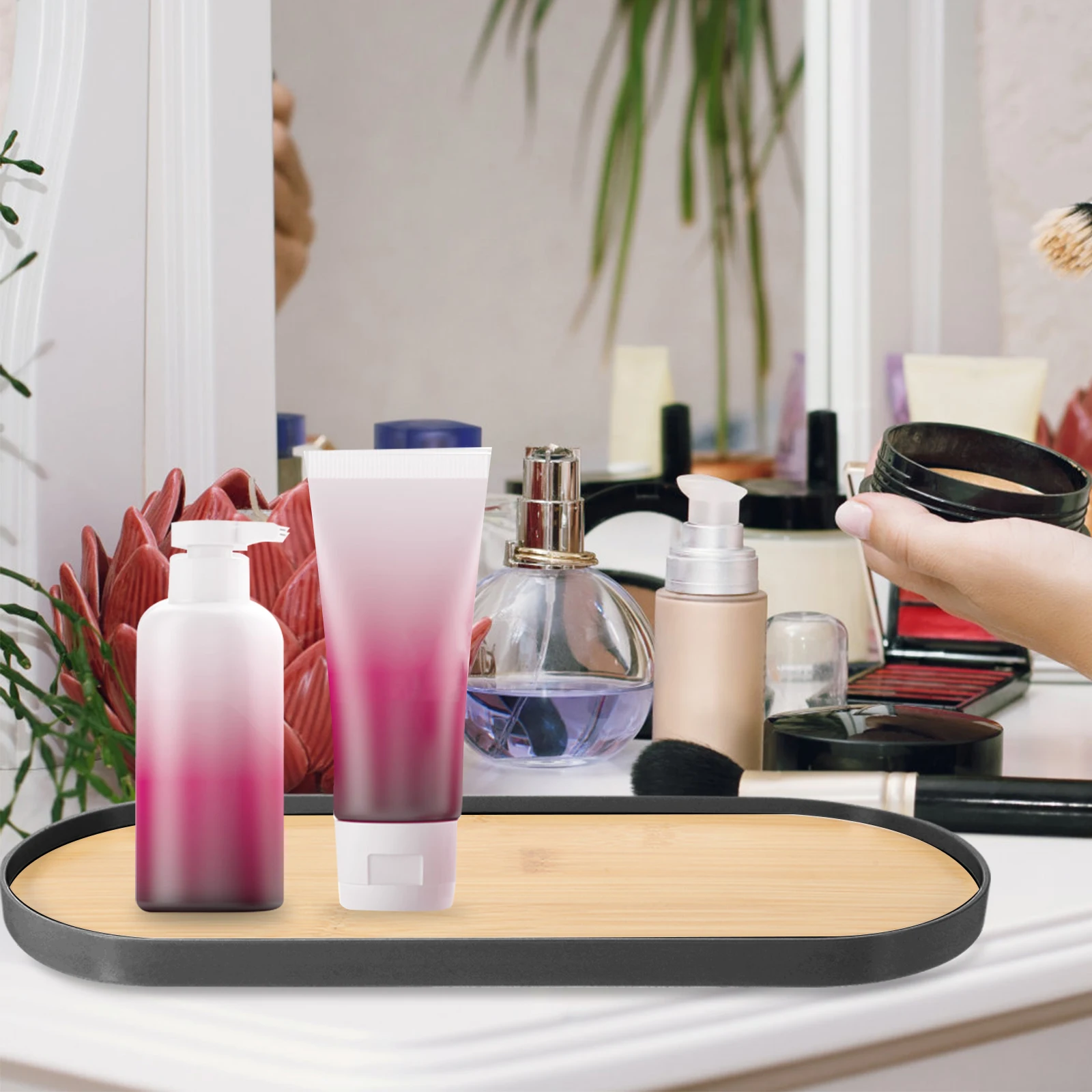 

Elegant Perfume Bathroom Makeup Storage Organizer Key Tray Jewelry Dish Multi-Function Sundries Tray Vanity Bedroom Desktop