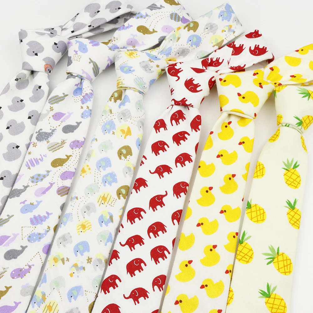 

Модный мужской хлопковый галстук 6 см, слон, цыпленок, ананас, офисный свадебный деловой галстук, повседневная одежда, аксессуары, подарки