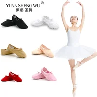 Zapatos de baile de Ballet para niñas de 2 estilos, zapatillas de baile de Ballet de suela suave de lona, zapatos de práctica de baile para niños, zapatos de baile de punta