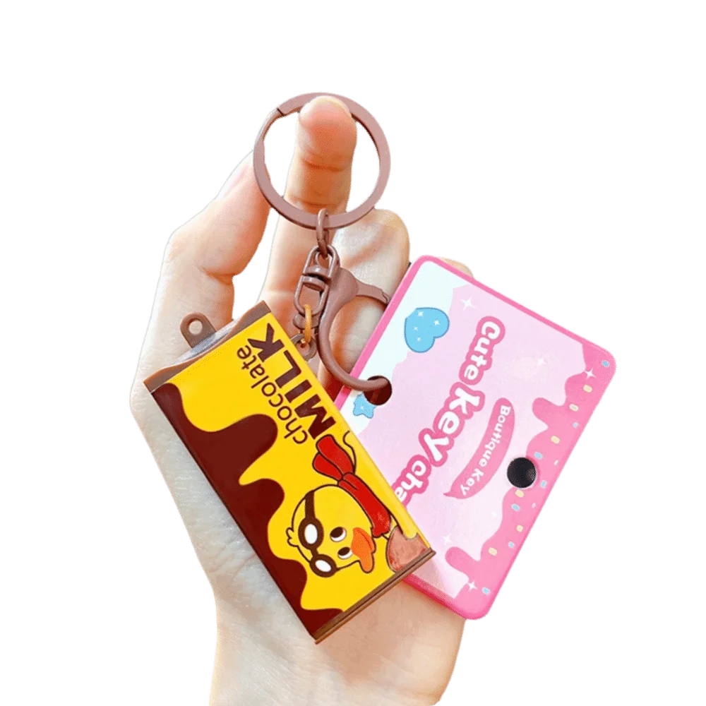Portable Fidget Keychain Bendable Reusable Chocolate Keychain Breaking Design Cartoon Patterns Bendable Keychain Portable Use