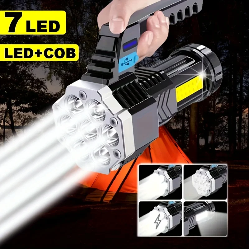 

Rechargeable 7LED Camping Flashlight - Portable Long Life Super Bright Outdoor Multifunctional Light - Small Special Work Light