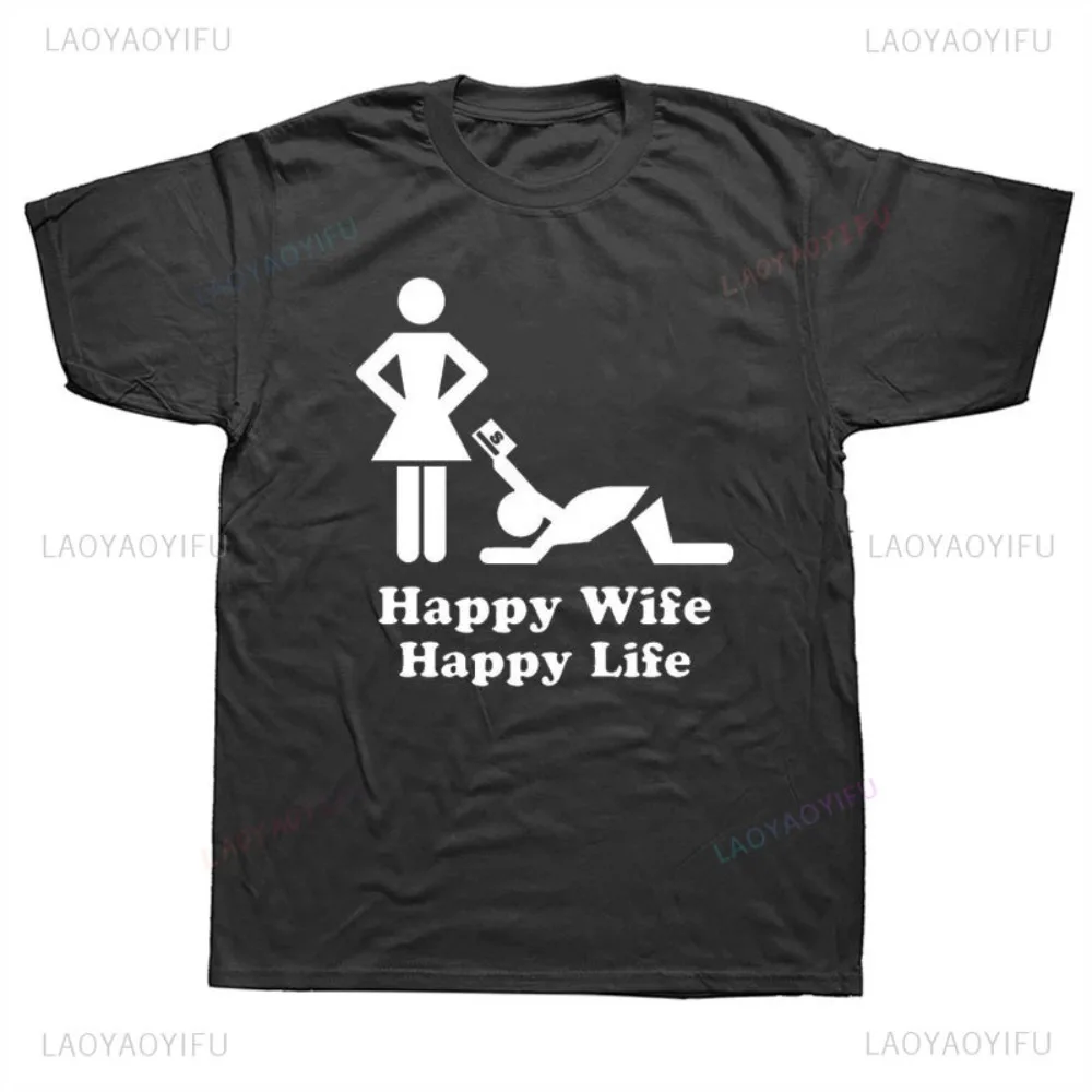 Men Clothing Happy Wife Happy Life Funny Shirt Poland Husband Gift Idea Printed Hip-hop Streetwear Women Male Cotton Tops Tee