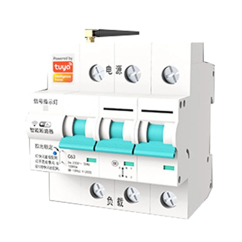 Умный автоматический выключатель Tuya WIFI MCB Smart Life с дистанционным управлением, защита от короткого замыкания, автоматический выключатель с таймером 63A 3P