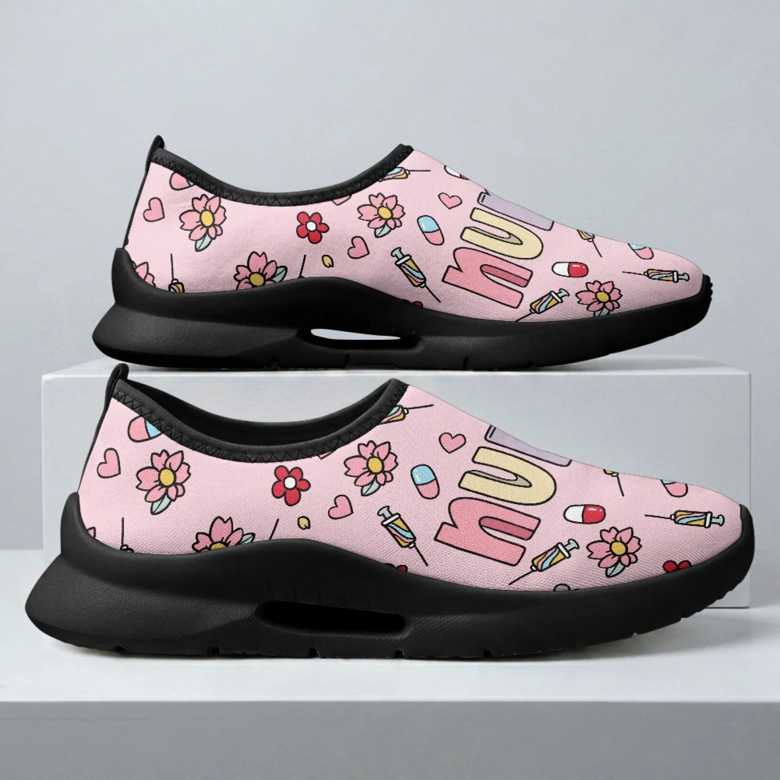 PENSTROLL Cartoon Flower Non Slip Comfortable Slip on Sneakers Casual Flats Shoes for Men Running Walking