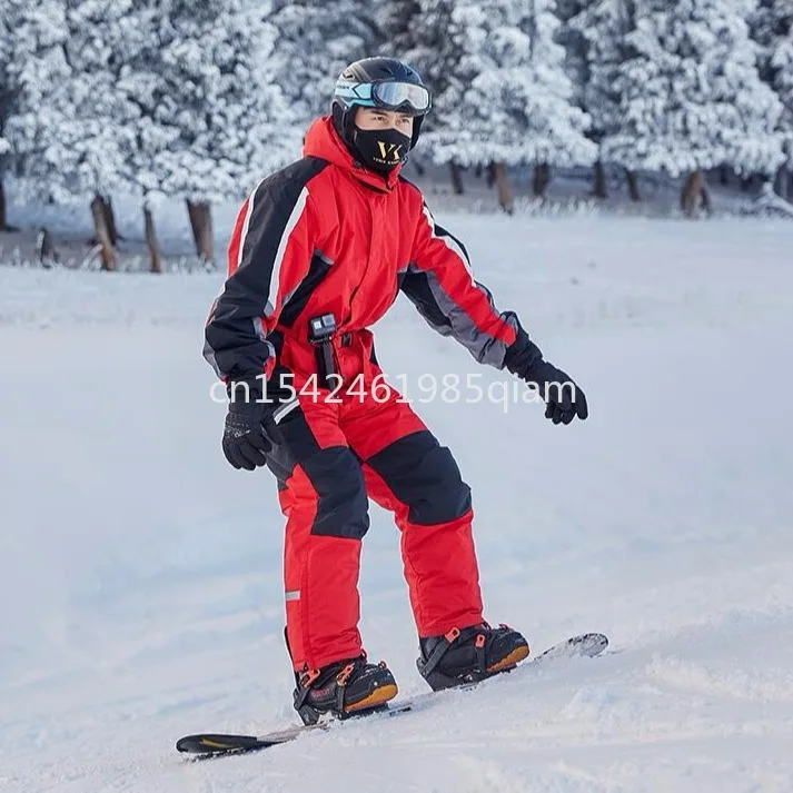 

-30 Degrees Men Snow Jumpsuit Winter Man Skiing Overalls Fleece Women Snowboarding Clothes Warm Waterproof Male Snowsuits