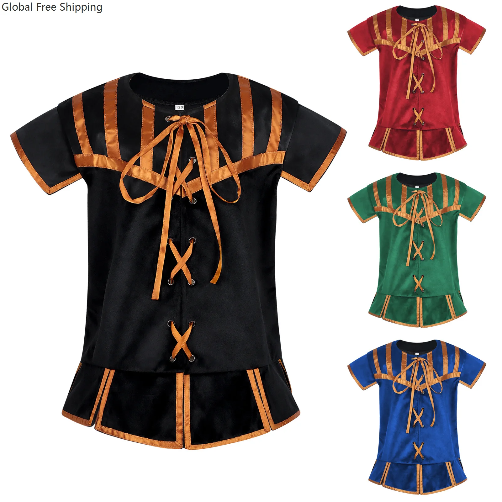 Halloween Mittelalter Rollenspiel Piratenanzug Hemd Kurze Hose Kinder Renaissance Schnürweste Piraten Bühnenkostüm