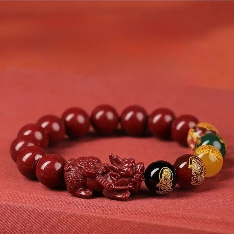 Pixiu Wulu Wealth God Vermilion Sand Hand Strands, Primordial Year Bracelets, Men's and Women's Jewelry Gifts