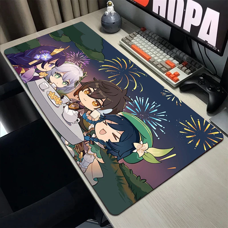 

Genshin Impact 90x40cm Mouse Pad XXL Large Gaming Mousepad Pc Mousemat Mouse Pads Non-slip Rubber Desk Mat Gamer Pads Big Rug