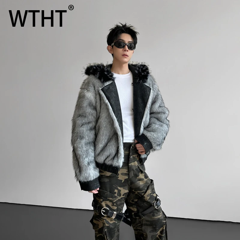 

Мужские модные куртки WTHT с дизайном «внешность-внутренность», из искусственного меха, трендовые зимние куртки 2025 года в американском стиле с капюшоном, модель 2A2610