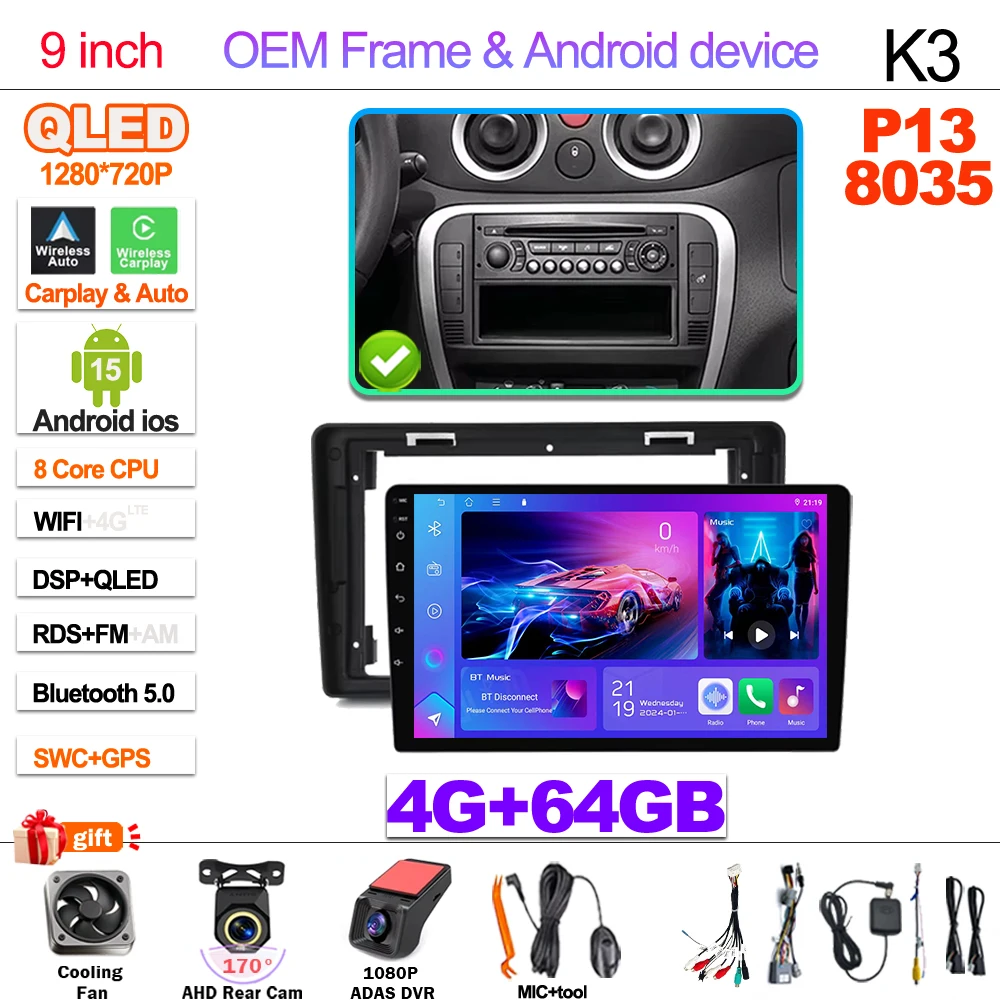 Android 15 Autoradio Voor Citroen C2 C3 2001 2002 2003-2010 Touchscreen Multimedia Video Player Navigatie Bluetooth WIFI GPS