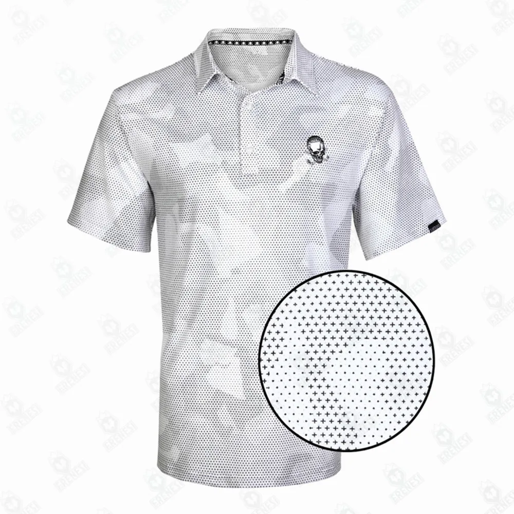 

Rogue Men's Summer Golf White Shirt Pro Cool Stretch Tattoo Golf Short Shirt Fashion Polo Sports Casual Tennis Baseball Clothes