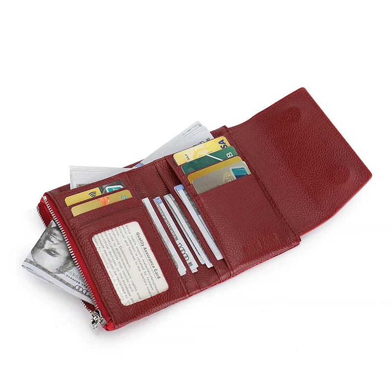 Short Genuine Leather Wallet High-end Glossy Wallet Compact Clutch Wallet