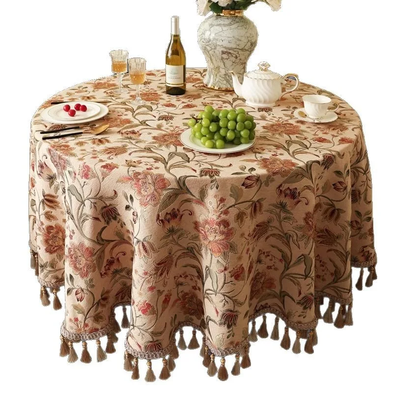 New Light Luxury Round Tablecloth, European American Style High-end Household Dining Table Cover