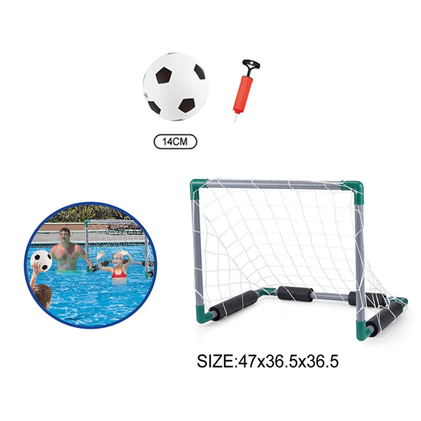 Interactive Water Polo Goal Toy for Kids Pool Party Floatable Football Net with Pump Outdoor Summer Fun