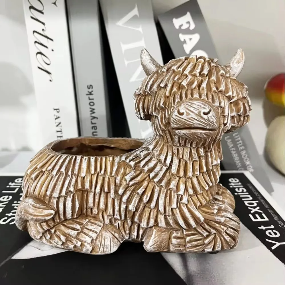 

Fashion Handicraft Highland Cow Flower Vase Unique Cute Succulent Flower Pot Cartoon Cartoon Planting Pot Holiday Gift