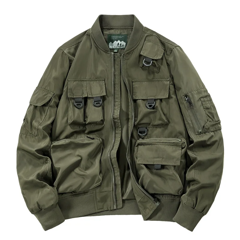 6XL Men's Pilot Baseball Jacket Multi Pockets Casual Sports Coat Outdoor Tactical Jacket Training Motorcycle Suit Male WJ249