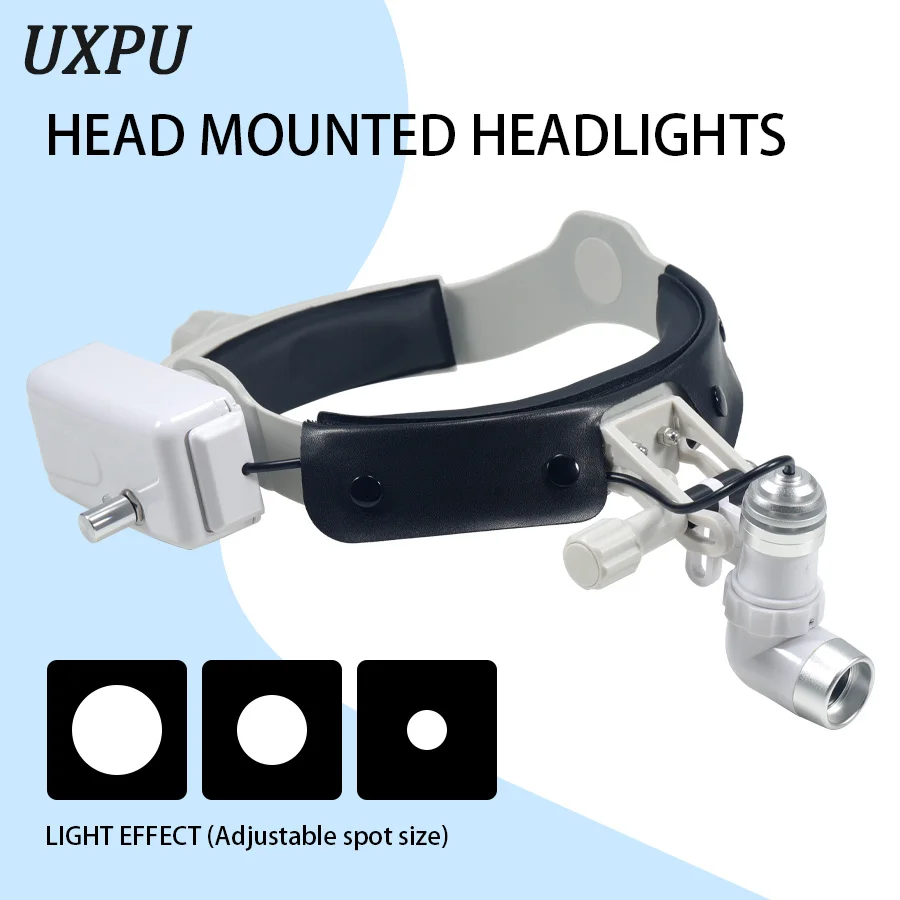 Head Mounted Spotlight, Dental Oral Lamp, Comfortable Leather, Adjustable Spot Size, Large Capacity, Long Battery Life