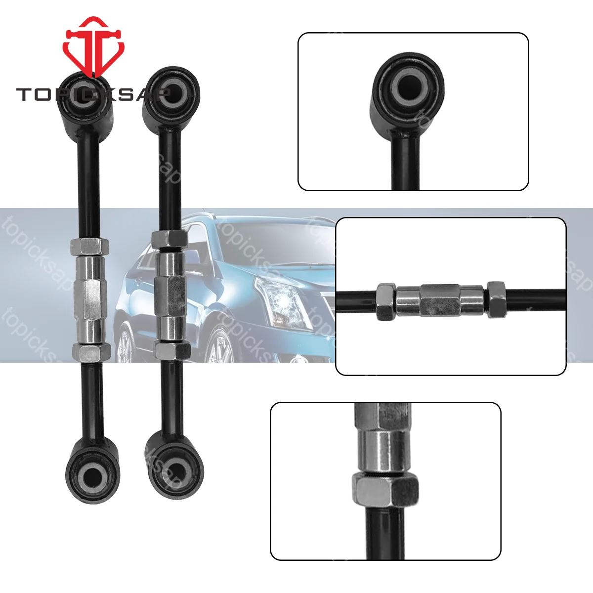 TOPICKSAP Pair Set Rear Toe Adjustment Adjust Link Control Arm for Cadillac SRX 2010 2011 2012 - 2016 20867273