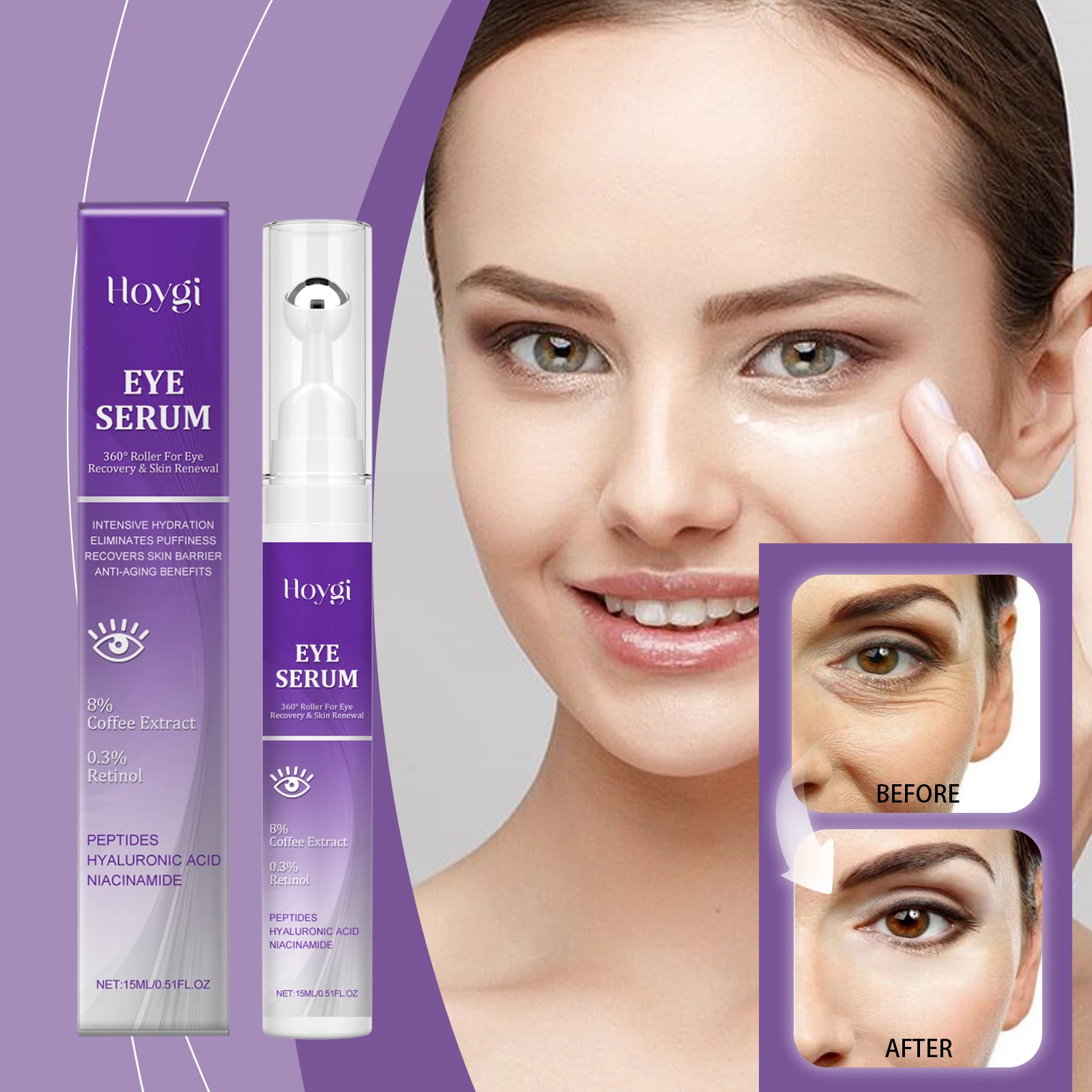 

Hyaluronic acid Eye serum Moisturizing Improve Eye Bags Anti Dark Circles Fade Fine Lines Wrinkle Against Puffiness Bags Hydrate