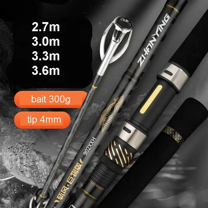 Canne à pêche ZZ389 X Wrapped XXH Fast 2-3 sections en fibre de carbone haute performance avec anneau KW et trou de 7 mm de diamètre. Appât 4mm 50 - 300g 2.7m 3m 3.3m 3.6m