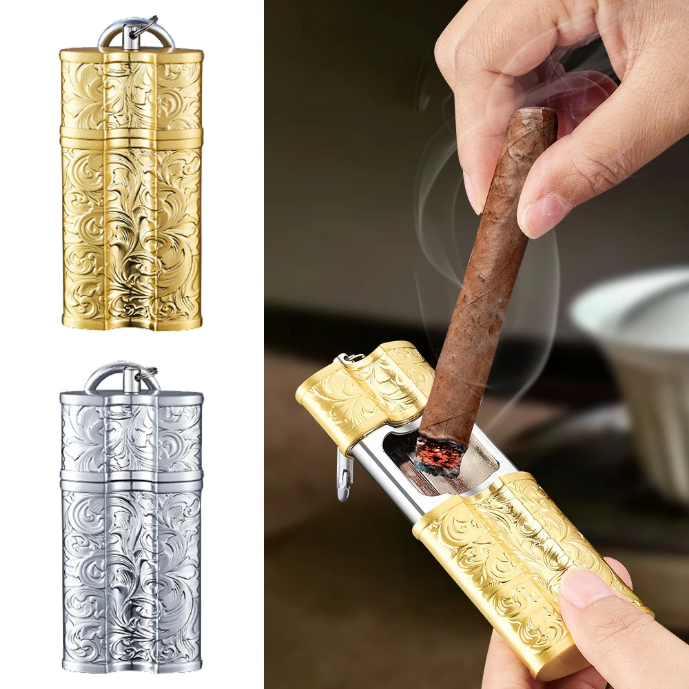 BOLTIFY Portable Mini Metal Hanger For Cigar Drawer Ashtray, Outdoor Tanggrass-Patterned Metal Ashtray For Cigars Anti-Dust